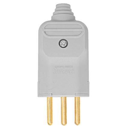 Imagem de Plugue Macho Com Prensa Cabo 3 Pinos 10A Margirius Cinza