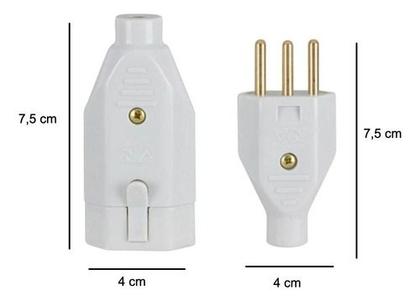 Imagem de Plugue Macho e Femea 3 Pinos 10A Fame Cinza