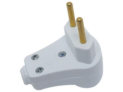 Imagem de Plugue Pino Macho Prensa Cabo 90º 2p 10A 250v Nbr Branco