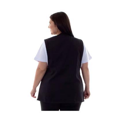 Imagem de Plus Size - Colete/Jaleco em Oxford com Abertura Frontal e  Detalhes em Bordado Inglês