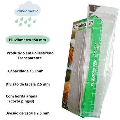 Imagem de Pluviômetro 150mm Medidor De Chuva Em Cunha Transparente Simples e Prático