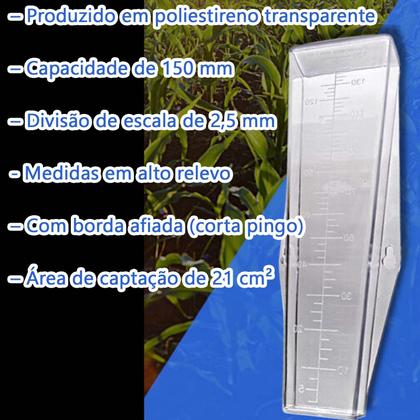 Imagem de Pluviômetro Medidor de Chuva 150mm Graduação Alto Relevo