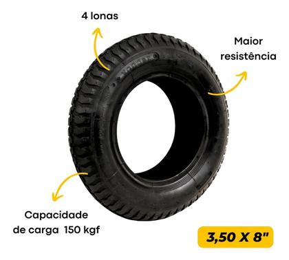 Imagem de Pneu 3.50 X 8 4 Lonas Para Carrinho De Mão/carriola Vonder