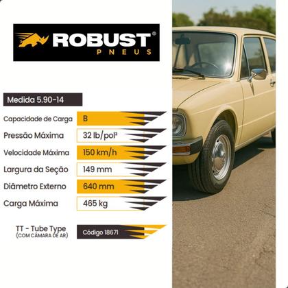 Imagem de Pneu de Carro Retro Kombi Brasilia 5.9014 Com Câmara Robust
