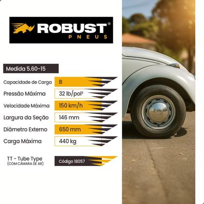 Imagem de Pneu de Carro Retro Kombi Fusca 5.6015 Com Câmara Robust