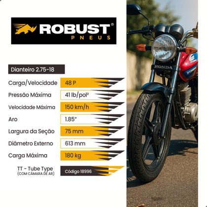 Imagem de Pneu de Moto Dianteiro 2.75-18 Luas Com Camara Robust