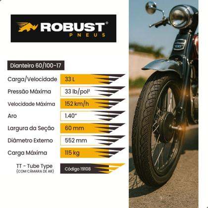 Imagem de Pneu de Moto Dianteiro 60/100-17 Bilis Com Camara Robust