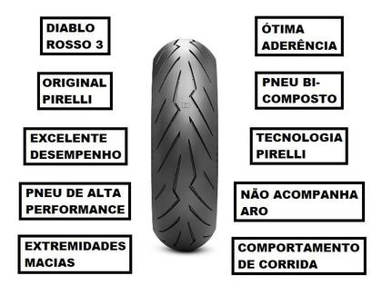 Imagem de Pneu De Moto Pirelli Traseiro 190/55-17 TL Diablo Rosso III Daytona 675 R