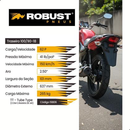 Imagem de Pneu de Moto Traseiro 100/90-18 Vauhtia Com Camara Robust