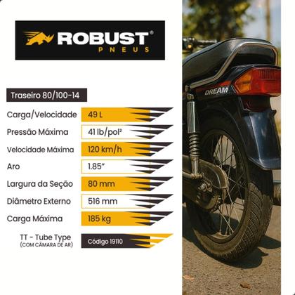 Imagem de Pneu de Moto Traseiro 80/100-14 Bilis Com Camara Robust