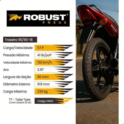 Imagem de Pneu de Moto Traseiro 90/90-18 Luas Com Camara Robust