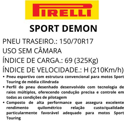 Imagem de Pneu Moto 150 70 R17 Sport Demon Traseiro TL 69H Pirelli