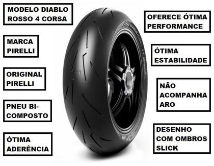 Imagem de Pneu Moto Pirelli Traseiro 180/55-17 TL Diablo Rosso 4 Corsa Ninja ZX - 10 R