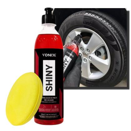 Imagem de Pneu Pretinho Shiny Vonixx Brilho Molhado 500ml + Aplicador de espuma
