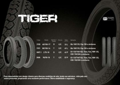 Imagem de Pneu Traseiro 80/100-14 Biz 125 Pop 100 C/c Tiger Technic