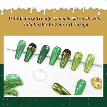 Imagem de Pó de unhas Allstarry Green Chrome 2 cores com acessórios