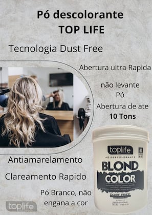 Imagem de Pó descolorante 10 tons ultra rapido profissional dust free branco 500g