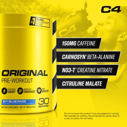 Imagem de Pó pré-treino Cellucor C4 Original ICY Blue Razz 30 Serv