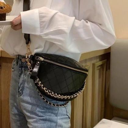 Imagem de Pochete Bolsa Feminina Detalhe Corrente Estilosa Luxuosa Carnaval  Shopping