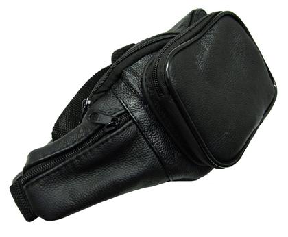 Imagem de Pochete de Couro Legitimo Motoqueiro 5 Compartimentos