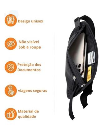 Imagem de Pochete Doleira Yepp Bags Segurança Viagem Dinheiro Documentos Invisível Sob A Roupa Carnaval Viagens Internacional Slim -
