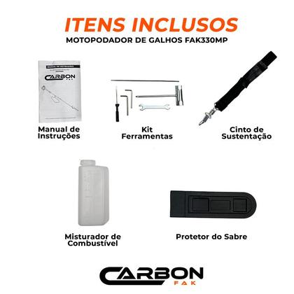 Imagem de Podador de Galhos Altura Motopodador a Gasolina 1,3HP 33cc com Extensão Carbon Fak