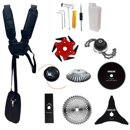 Imagem de Podador de Grama À Gasolina Anmax CG430P 43cc 2HP Roçadeira de Alta Performance C/ Facas 2 Pontas, 3 Pontas, 6 Pontas, 40 Dentes Vídea, 80 Dentes, Trimmer, Escova de Aço e Carretel + EPI + ÓLEO TOYAMA