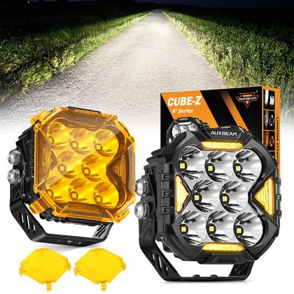 Imagem de Pods de LED Auxbeam Cube-Z Série 4 com capas âmbar de 112 W