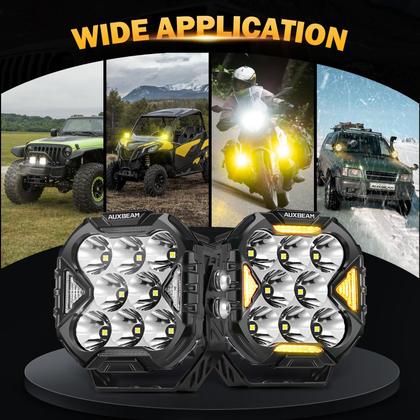 Imagem de Pods de LED Auxbeam Cube-Z Série 4 com capas âmbar de 112 W