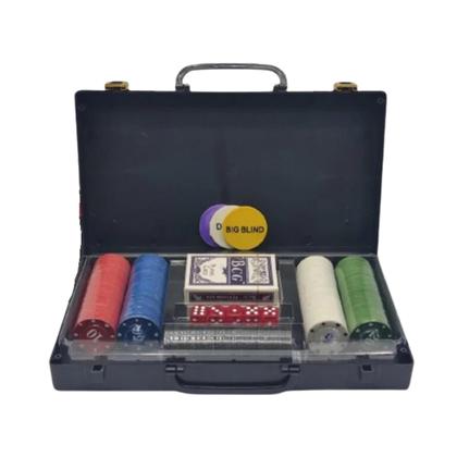 Imagem de Poker Profissional Texas Hold'em 200 Fichas 2 Baralhos, 5 dados e Maleta