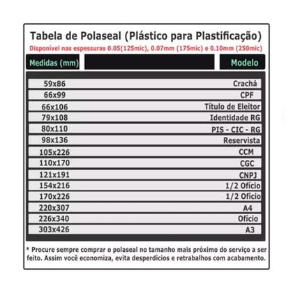 Imagem de Polaseal plástico para plastificação a4 220x307x0,07mm 20un