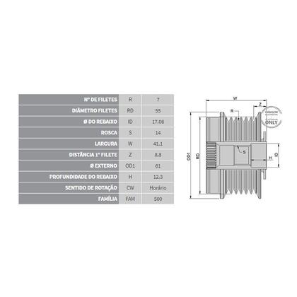 Imagem de Polia Roda Livre Alphard, Camry, Matrix, Previa, Rav4, Tarago