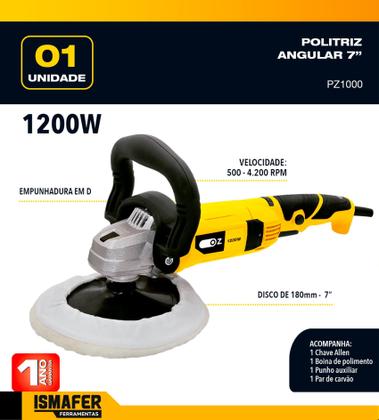 Imagem de Politriz Angular Automotiva 7pol 1200w Profissional 127V