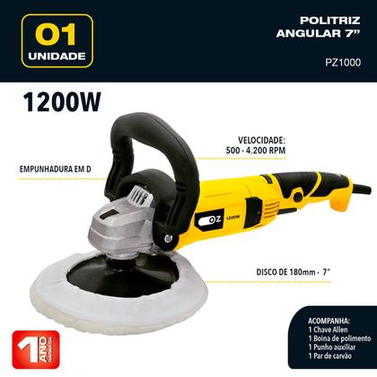 Imagem de Politriz Angular Automotiva 7pol 1200w Profissional 220V