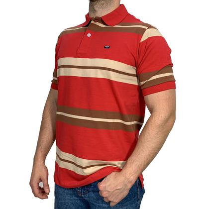 Imagem de Polo Dawson Masculina Listrada Vermelha