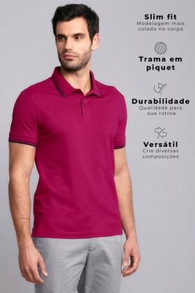 Imagem de Polo Manga Curta Piquet Básica Slim Fit - Rosa Sagu
