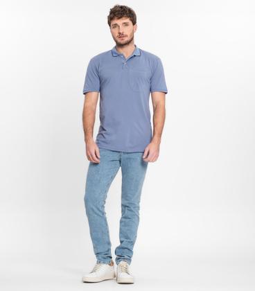 Imagem de Polo Masculina Com Gola Contrastante Select Azul
