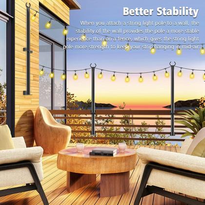 Imagem de Pólos de luz String Beizelte, pacote com 6, 1,5 m para luzes externas