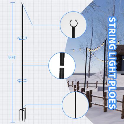 Imagem de Pólos de luz String Xbrigh 9FT, pacote com 4 para uso externo