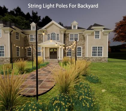 Imagem de Pólos de luz String Xbrigh 9FT, pacote com 4 para uso externo