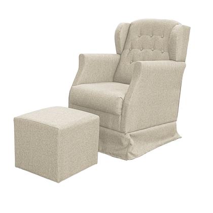 Imagem de Poltrona Amamentação Balanço Descanso Manu Com Puff Linho