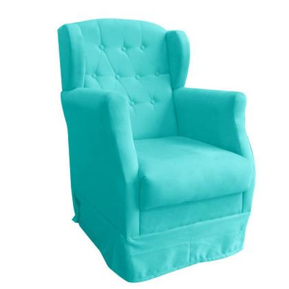 Imagem de Poltrona Amamentação Balanço Manu Com Puff Suede Azul Tifany