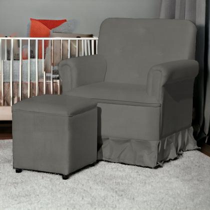 Imagem de Poltrona Amamentação Balanço Para Quarto Com Puff Laura Suede