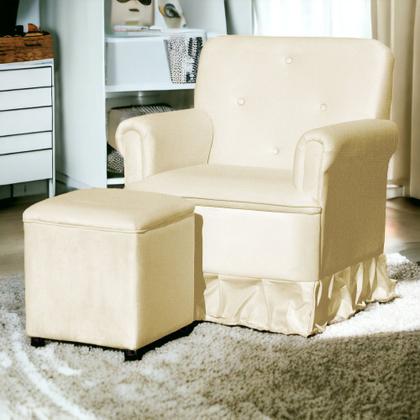 Imagem de Poltrona Amamentação Balanço Para Quarto Com Puff Laura Suede