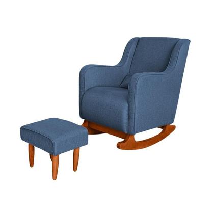 Imagem de Poltrona Amamentação C / Balanço Cadeira Descanso Aquila Com Puff Linho