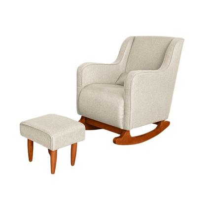 Imagem de Poltrona Amamentação C / Balanço Cadeira Descanso Aquila Com Puff Linho