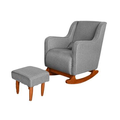 Imagem de Poltrona Amamentação C / Balanço Cadeira Descanso Aquila Com Puff Linho