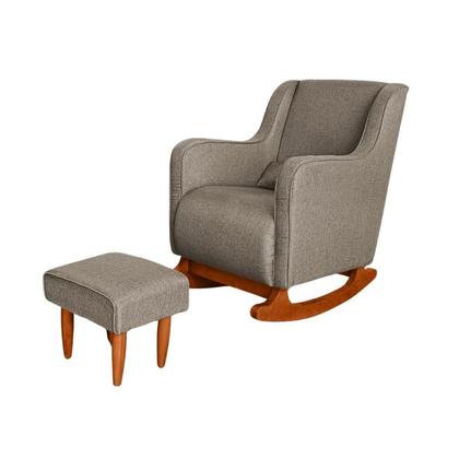 Imagem de Poltrona Amamentação C / Balanço Cadeira Descanso Aquila Com Puff Linho