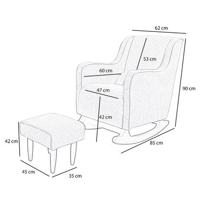 Imagem de Poltrona Amamentação C / Balanço Cadeira Descanso Aquila Com Puff Linho Marrom - Twdecora