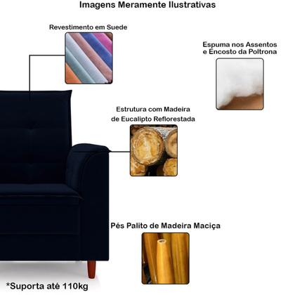 Imagem de Poltrona Amamentação Confortável Com Puff Ayla Suede